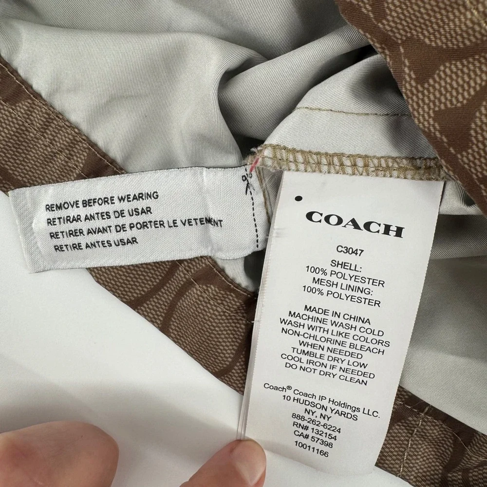 Coach Signature Monogram Swim Shorts Brown Tan C3047 Mens XS Luxury Trunks